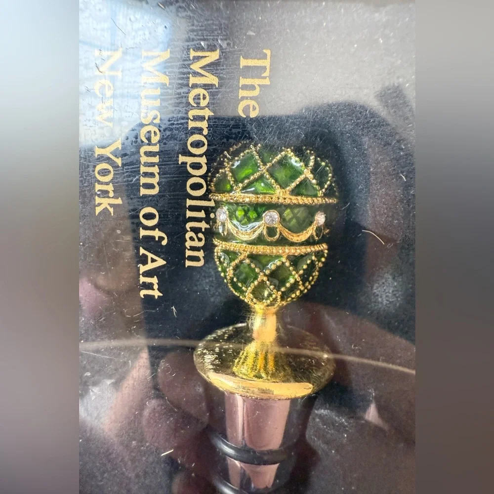 Metropolitan Museum of Art MMA Faberge Green Enamel Egg Wine Bottle Stopper New
